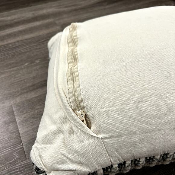 Article Ren Large Square Throw Pillow Black Weave Wool Textured Decor Cushion - Picture 10 of 11